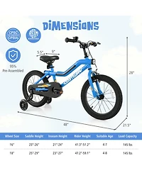 Akiudex Kids Bike with Led Lights, Dual Brakes, and Training Wheels