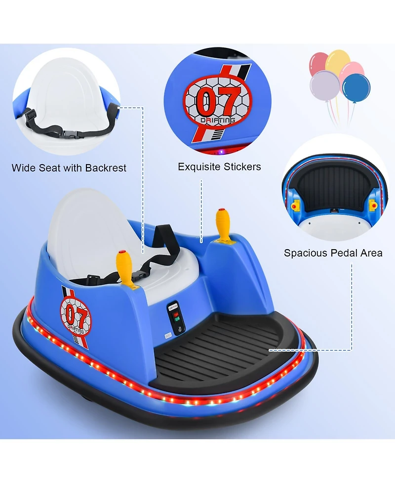 Akiudex 12V Bumper Car Ride On Toy with Remote and Music for Kids Ages 2 to 5