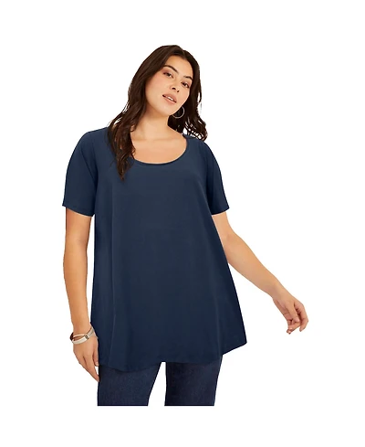 June + Vie Women's Plus Short-Sleeve Swing One Only Tunic