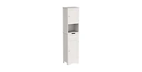 Slickbue Linen Tower Cabinet for Bathroom with 2 Doors, Drawer, and Shelving for Storage