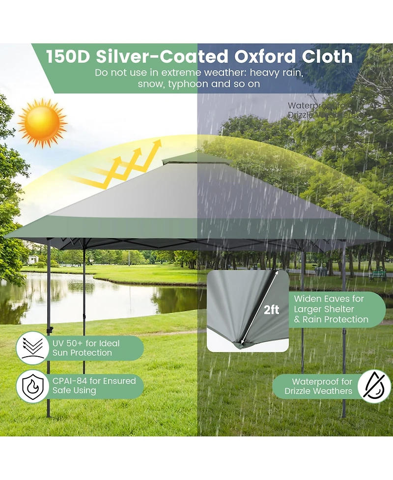 Costway 13x13ft Patio Pop-Up Gazebo Canopy Tent Instant Sun Shelter Outdoor Wheeled Bag