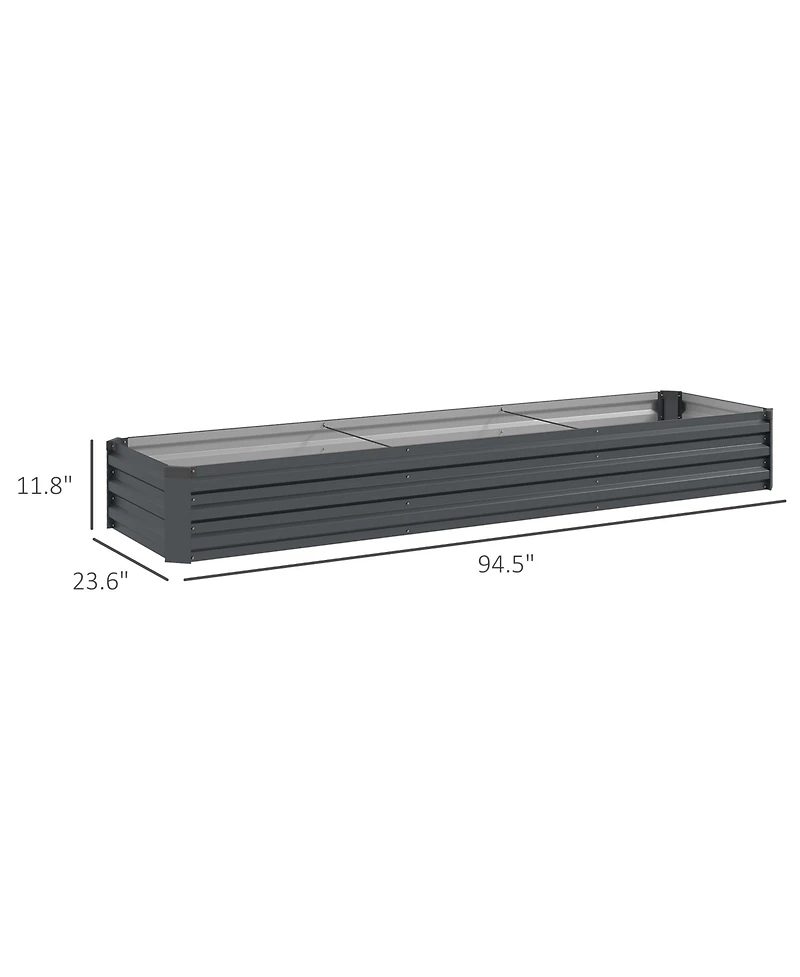Outsunny 8x2x1ft Galvanized Raised Garden Bed Large Elevated Planter Box