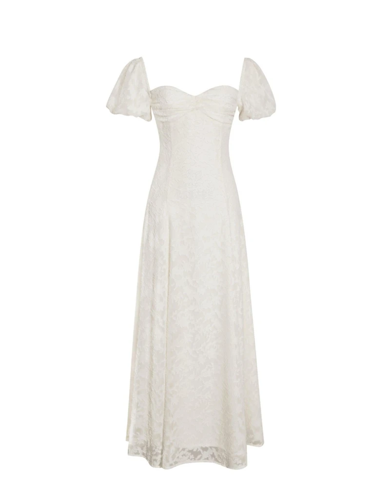 Miss Circle Women Pandora White Bubble Sleeve Backless Maxi Dress