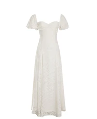 Miss Circle Women Pandora White Bubble Sleeve Backless Maxi Dress