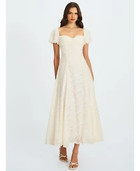 Miss Circle Women Pandora White Bubble Sleeve Backless Maxi Dress