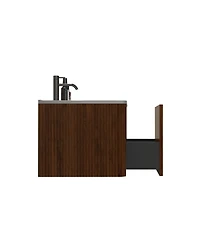 Casainc Etna 24" Floating Vanity With Ceramic Sink and Striped Surface, Pre-Assembled Unit