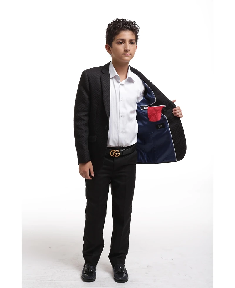 Elie Balleh Boys Black Slim Fit Sports Coat