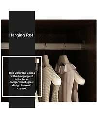 Brown wood grain 4 doors 3 sliding doors wardrobe, bedroom Armoire, Closet