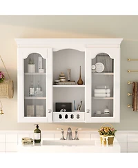 Casainc Wall Mounted Medicine Cabinet with 2 Glass Doors, Over Sink Storage with Ample Space
