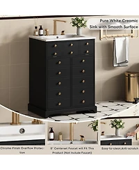 Casainc 24" Bathroom Vanity With Ceramic Sink, 1 Drawer and 2 Soft-Close Doors for Small Spaces