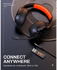 Acer 2.4GHz Flex Wireless Gaming Headset | Red + Orange | 100H Battery, 50mm Drivers, Noise-Canceling Mic | Bluetooth 5.3, 3.5mm | PS4, Pc, Music, Mee