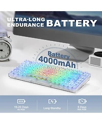 Yunzii X75 Pro 82 Key Wireless Hot Swappable Mechanical Gaming Keyboard with Transparent Keycaps,Gasket Mount,BT5.0/2.4G/Usb-c for Windows/Mac
