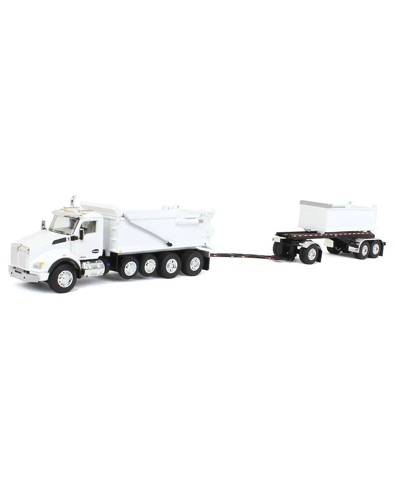 First Gear Dcp 1/64 White Kenworth T880 Rogue Dump w/ Rogue Transfer Dump Trailer