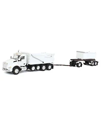 First Gear Dcp 1/64 White Kenworth T880 Rogue Dump w/ Rogue Transfer Dump Trailer