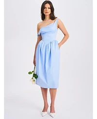 Miss Circle Women Reina Blue Drop Waist Corset Midi Dress