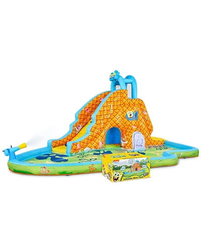 Sunny & Fun SpongeBob Slide ‘N Spray Inflatable Water Slide with Climbing Wall, Splash Down Pool & More