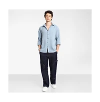 Campus Sutra Men's Cornflower Blue Cubic-Textured Oversized Shirt