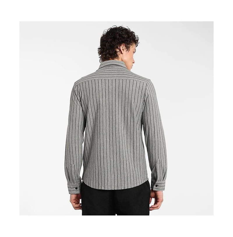 Campus Sutra Men's Moon Grey Pinstriped Shirt