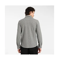 Campus Sutra Men's Moon Grey Pinstriped Shirt