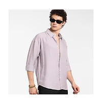 Campus Sutra Men's Lilac Breezy Wrinked Shirt