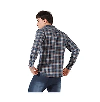 Campus Sutra Men's Blue Checkered Regular Fit Casual Shirt