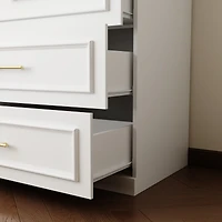 Wardrobe with 2-Door 3-Drawer, with Tempered Glass, Bedroom Closet，Armoire