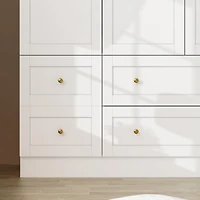 Simple white 4-door 6-drawer wardrobe with large capacity, bedroom Armoire, Closet