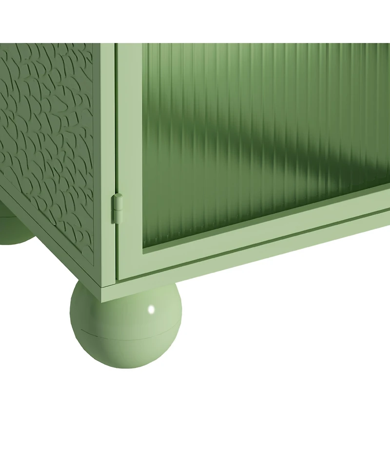 Casainc 45.28" Freestanding Bathroom Floor Cabinet With Glass Door and Open Storage Shelves