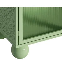 Casainc 45.28" Freestanding Bathroom Floor Cabinet With Glass Door and Open Storage Shelves