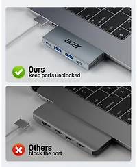 Acer Usb-c Hub for MacBook Pro/Air M1 M2 M3, 6-in-2 Detachable 4K60Hz Usb C to Hdmi Adapter
