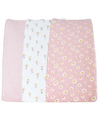 The Peanutshell Changing Pad Cover for Baby Girls, Daisy Plush Minky