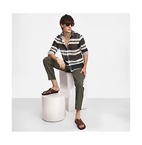 Campus Sutra Men's Navy Blue Contrast Panel Knit Shirt