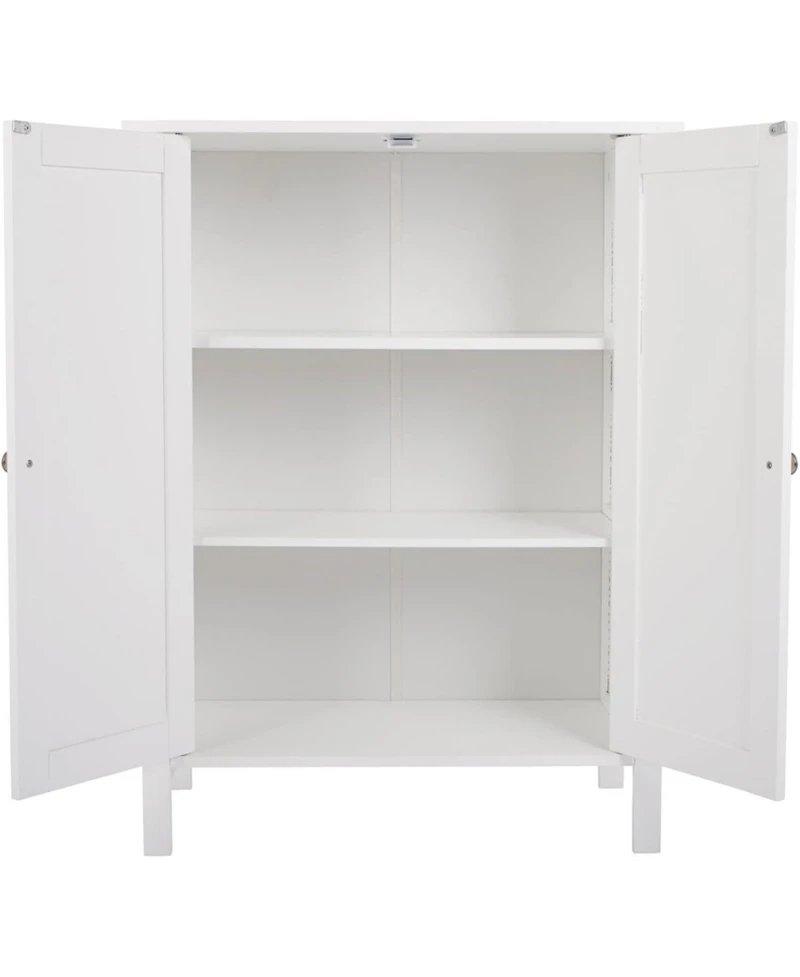 Vanirror Compact Storage Cabinet with Doors & Adjustable Shelf - White Bathroom Furniture for Multi-Room Organization