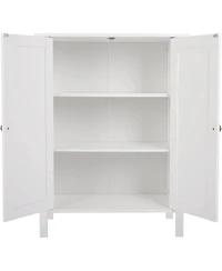 Vanirror Compact Storage Cabinet with Doors & Adjustable Shelf - White Bathroom Furniture for Multi-Room Organization