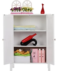 Vanirror Compact Storage Cabinet with Doors & Adjustable Shelf - White Bathroom Furniture for Multi-Room Organization