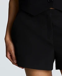Kenneth Cole Women's Luxe Twill Fly Front Shorts