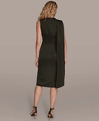 Donna Karan New York Women's Satin Scarf Sheath Midi Dress