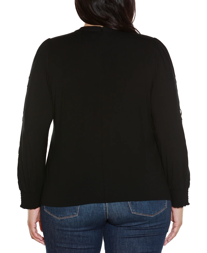 Belldini Plus Slit-Sleeve Keyhole Knit Top