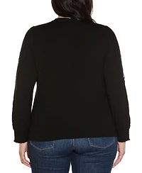 Belldini Plus Slit-Sleeve Keyhole Knit Top