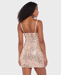Alex & Sophia Juniors' Sequined Short Dress