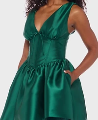Alex & Sophia Juniors Wide Strap V-Neck Party Dress