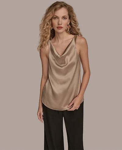 Donna Karan New York Women's Charmeuse Cowl Neck Tank Top