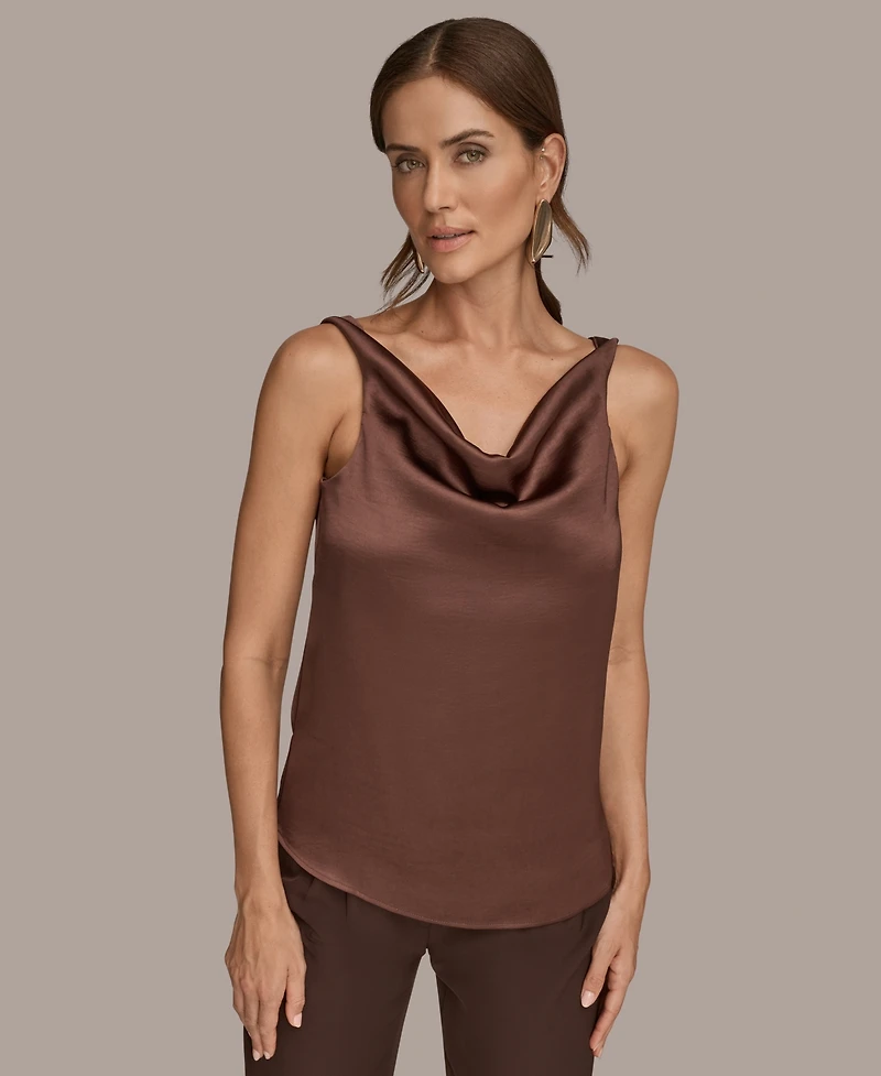 Donna Karan New York Women's Charmeuse Cowl Neck Tank Top