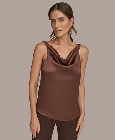 Donna Karan New York Women's Charmeuse Cowl Neck Tank Top
