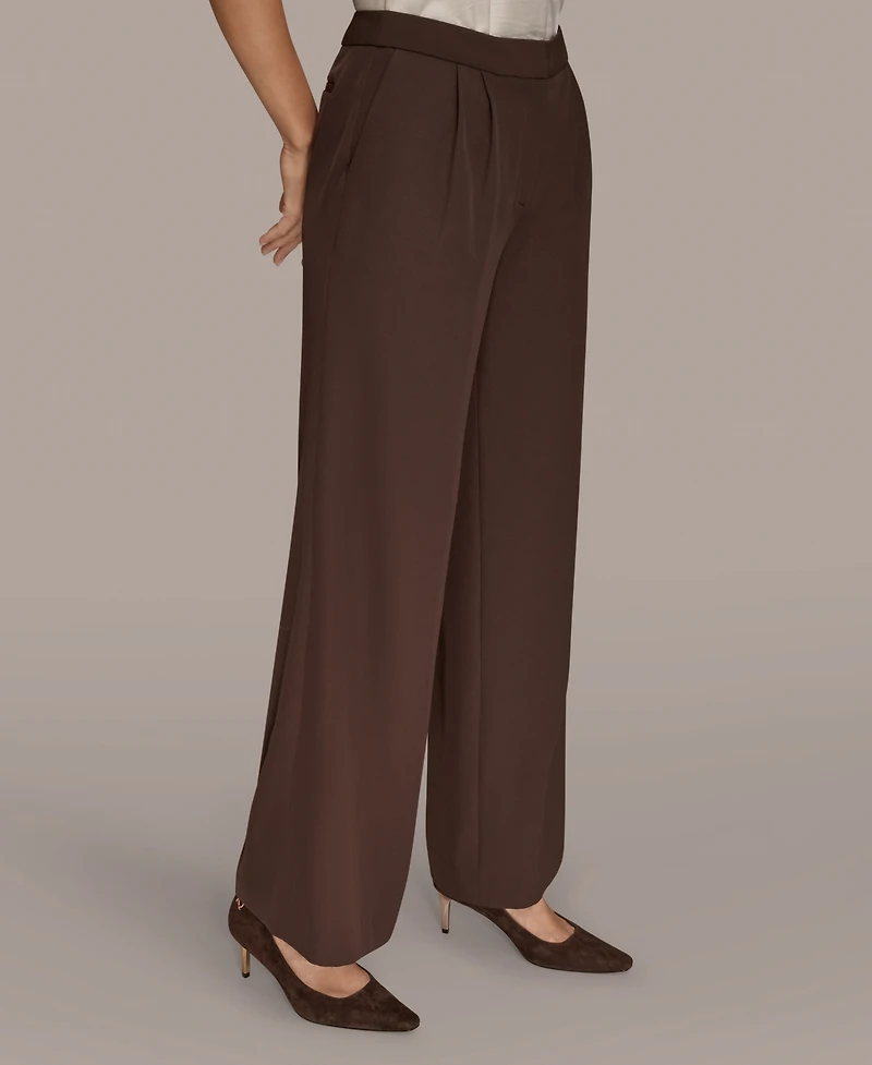 Donna Karan New York Women's Petites High Waist Wide Leg Pants, Regular & Petite