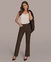 Donna Karan New York Women's Mid Rise Straight Fit Pinstripe Pants