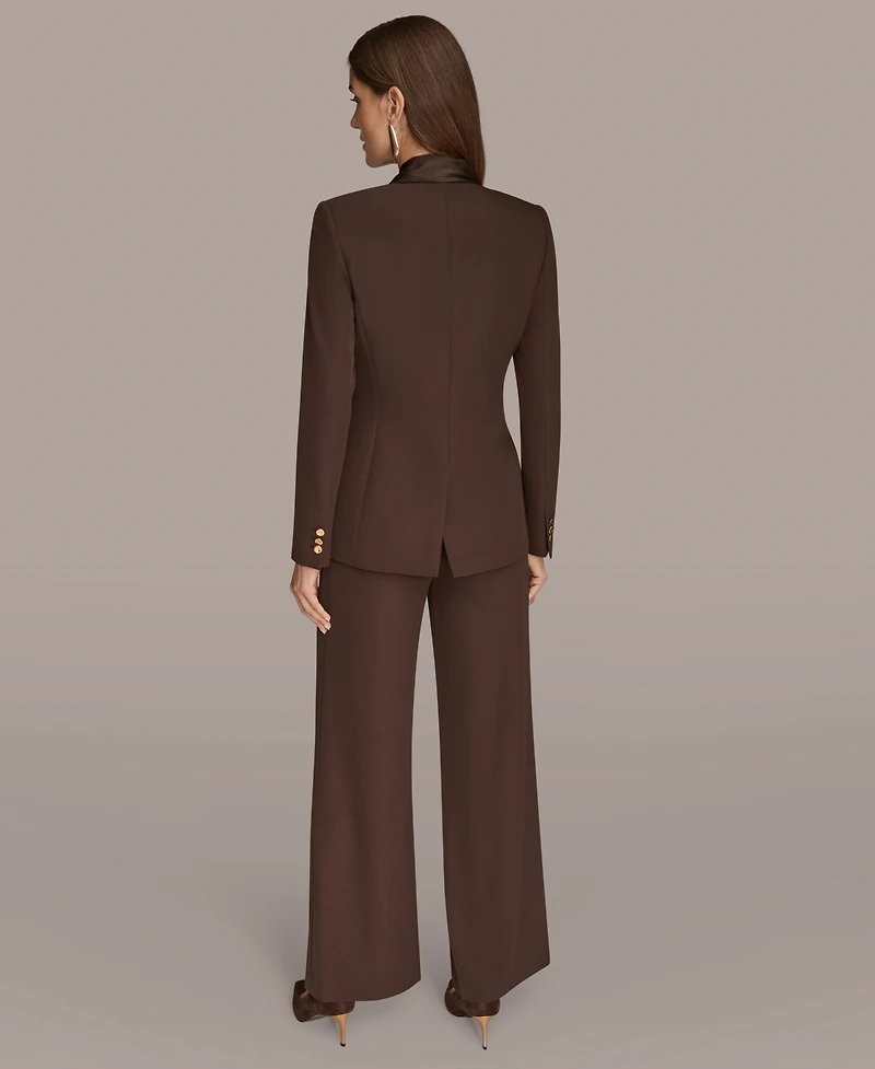 Donna Karan New York Women's Petites Mixed Media Draped Neck Blazer, Regular & Petite