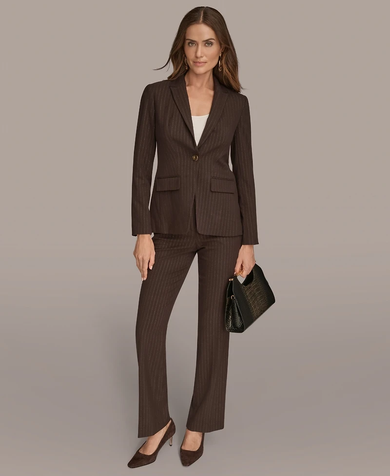 Donna Karan New York Women's Pinstripe One Button Blazer