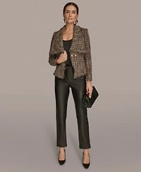 Donna Karan New York Womens Petites Slim Leg Pants Belted Tweed Blazer