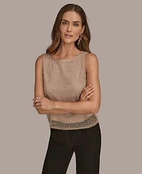 Donna Karan New York Women's Petites Sleeveless Boat Neck Tank Top, Regular &